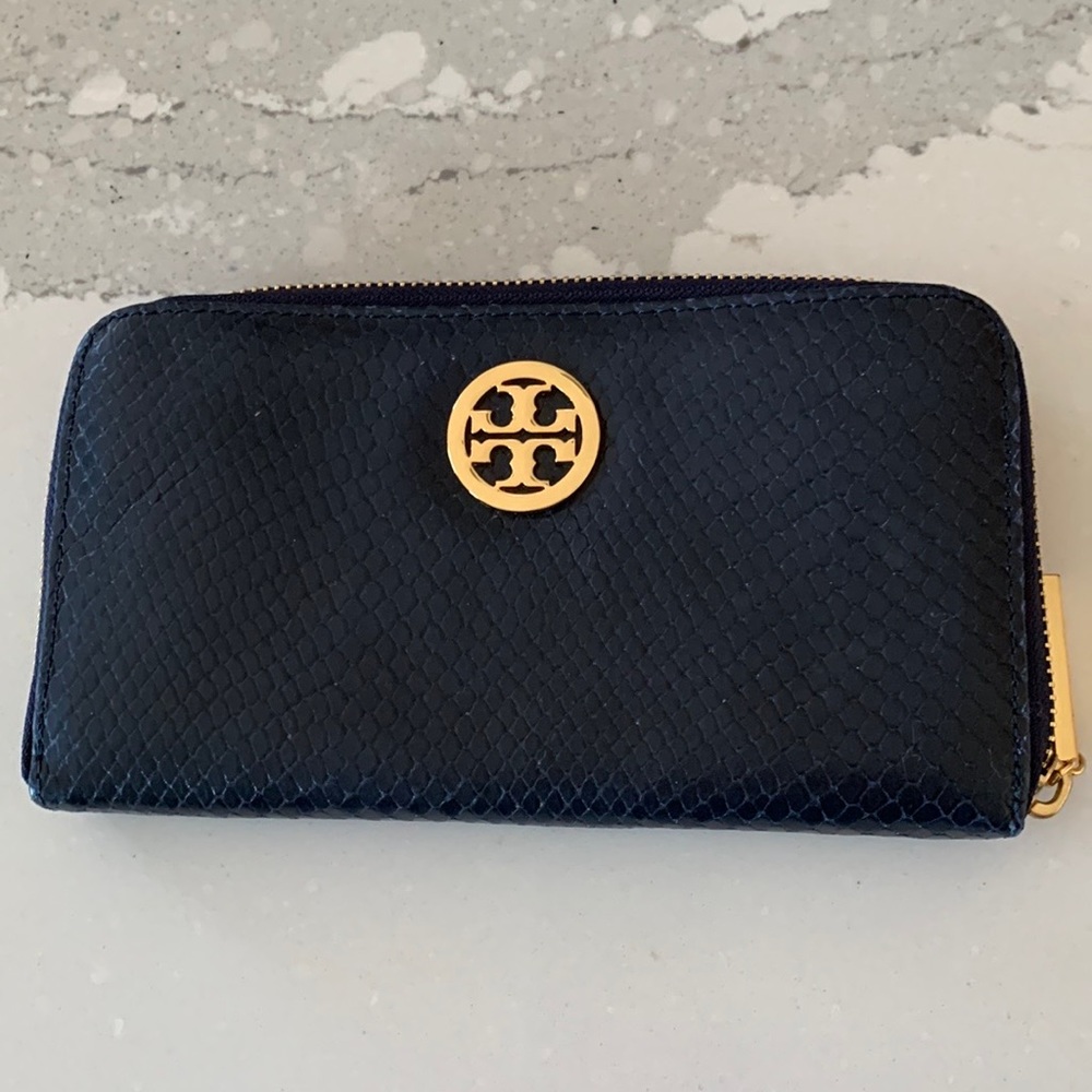 Tory Burch navy leather wallet